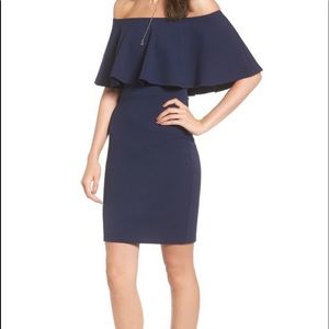 Nordstrom NWT navy bandage off the shoulder dress
